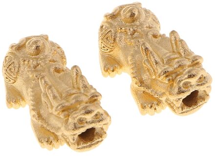 2-Pack Vergulde Koperen 3D Pi Xiu Schildpad Kralen Spacer Losse Kralen, Diy Armbanden Maken Benodigdheden, 0.79X0.39X0.31 Inch