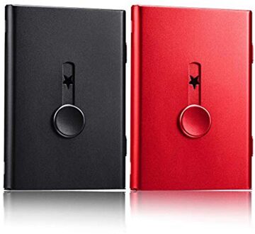 2 Pack Visitekaarthouder, thumb Drive Card Case Slide-Out Rvs Visitekaarthouder Card Case Voor Mannen En Vrouwen Ar rood zwart