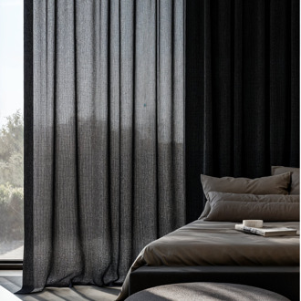 2-PACK: Vitrage Gordijnen - Haken Of Ringen - Zwart 250x150 Cm - - Dekbed-Discounter.nl