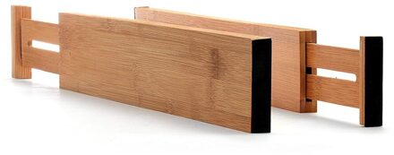 2 Packs Bamboe Lade Verdelers Uitbreidbaar Lade Organisatoren Met Anti-Kras Eva Randen Verstelbare Lade Organisatie Separator