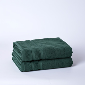 2-PACKS Luxe Gastendoekjes - 100% Katoen - Dekbed-Discounter.nl Donkergroen