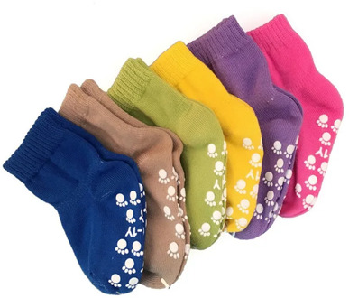 2 Pair Baby Boys Girls Cotton Non Slip Socks with Grips Kids Cute Candy Color Seamless Floor Socks Silicone Dots Anti-skid Sox