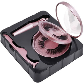 2 Pairs 3D Magnetic Eyelashes with Magnetic Eyeliner and Tweezer Set Makeup Tool
