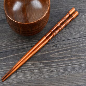2 Pairs Natuurlijke Handgemaakte Houten Eetstokjes Servies Eetstokjes Creatieve Servies 23.5 Cm Eetstokjes # Py 1 paar