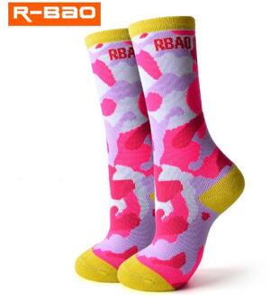 2 Paren/partij R-BAO RB3307 Kids Skiën Sokken Nylon Kinderen Sokken Buiten Wandelen Sokken Fietsen Sokken Roze / M 32-34