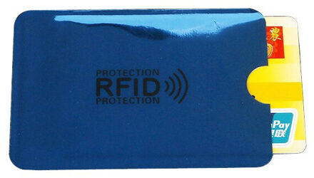 2 Pc Aluminium Anti Rfid Reader Blokkeren Bank Credit Kaarthouder Bescherming Rfid Kaartlezer Metalen Credit Card houder blauw