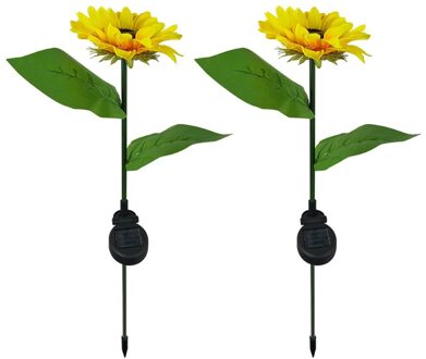 2 Pc Led Solar Zonnebloem Gazon Lamp Outdoor Waterdichte Decoratieve Licht Yard Garden Villa Gazon Grond Landschap Verstelbare Stengels
