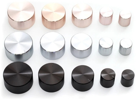 2 pcs 17*17mm 25*17mm 25*17mm 30*17mm 48*22 mm 34*17mm 6mm Shaft Hole Aluminum Alloy Potentiometer Knob ( Knurled Shaft Dia.)