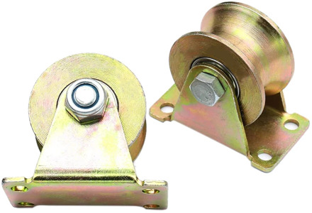 2 Pcs 2 inch U-Groove Track Wheel Sliding Door Roller for Inverted Track Rolling Gate Industrial Machines Wire Rope Rail