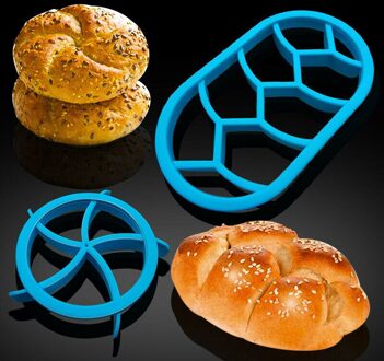 2 Pcs Brood Mallen Fan Vorm Plastic Deeg Gebak Cutter Zelfgemaakte Brood Cookie Biscuit Druk Mallen Keuken Pastry Bakken Tools blauw