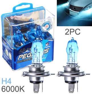 2 Pcs DC 12V H4 100W 6000K White Light Super Bright Car HOD Halogen Bulbs Auto Front Headlight Lamp External Lights for Cars