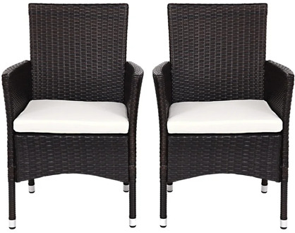 2 Pcs Dining Chairs Set with 2 Cushion Covers Minimalist Modern Outdoor Garden Chairs Furniture OP3419