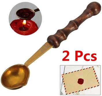 2 Pcs Diy Vintage Retro Wax Verf Lepel Mini Messing Zegellak Seal Stempel Gewijd Lepel Wax Seal Accessoires