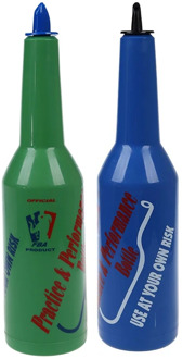 2 Pcs Flair Bartender Bartending Practice Bar Pub Bottle Wine Cocktail Shaker - Green & Blue