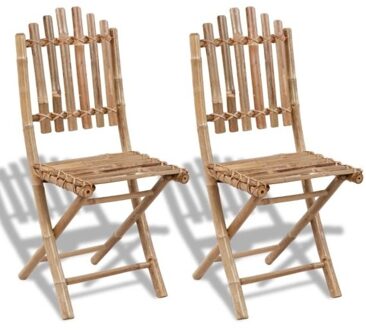 2 Pcs Folding Bamboo Chairs Set