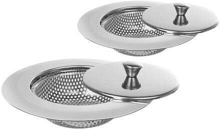 2 Pcs Gootsteen Zeef, Grote Brede Rand 4.5 Inch Diameter, Met Deksel, Roestvrij Staal, past Meest Drains