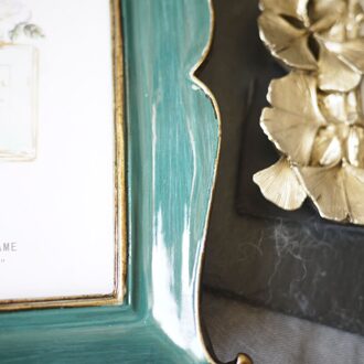 2 Pcs Hars Retro Fotolijst Fotolijst Home Decoraties-Zwartgroene & Golden Ginkgo Blad