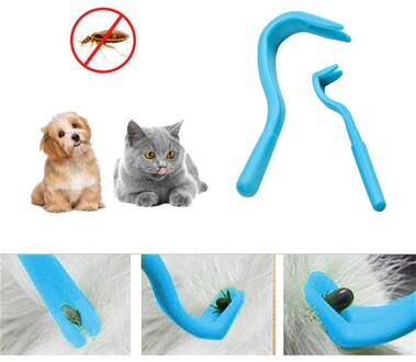 2 PCS Huisdieren Hond Tick Verwijderen Haak Plastic Dual Tanden Tick Remover Vlo Remover Tool Cats Honden Bruidegom Tool Cleaning levert blauw