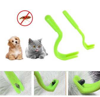 2 PCS Huisdieren Hond Tick Verwijderen Haak Plastic Dual Tanden Tick Remover Vlo Remover Tool Cats Honden Bruidegom Tool Cleaning levert groen