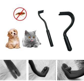 2 PCS Huisdieren Hond Tick Verwijderen Haak Plastic Dual Tanden Tick Remover Vlo Remover Tool Cats Honden Bruidegom Tool Cleaning levert zwart