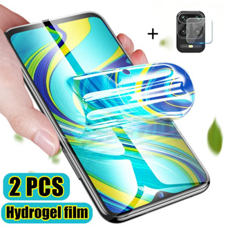 2 pcs hydrogel film+camera glass for redmi 9s xiaomi note 9 pro max screen protector mi note 9 s hidrogel note9 redmi-note-9pro
