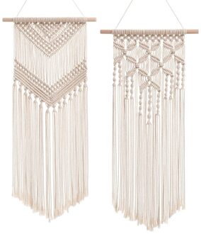 2 Pcs Macrame Muur Opknoping Decor Geweven Muur Art Macrame Tapestry Boho Chic Home Decoratie Voor Appartement Slaapkamer Nursery Gallery