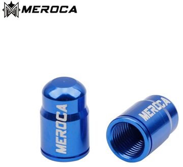 2 Pcs Meroca Lichtgewicht Aluminium Mountainbike Tire Valve Cap Iamok Road Fiets Schrader / Presta Kleppen Stofkap Schrader Cap blauw