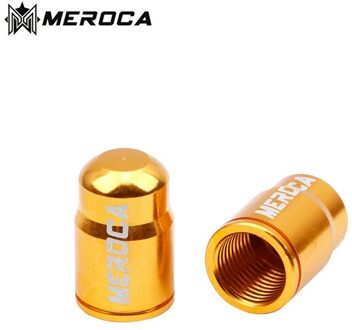 2 Pcs Meroca Lichtgewicht Aluminium Mountainbike Tire Valve Cap Iamok Road Fiets Schrader / Presta Kleppen Stofkap Schrader Cap goud