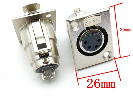 2 PCS metal 4 pin FEMALE XLR Chassis Mounted Socket panel Connectors