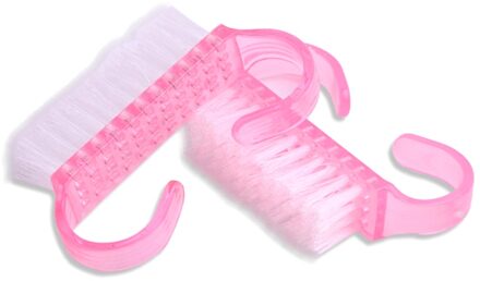 2 Pcs Nail Borstel Vinger Nail Care Dust Schoon Handle Schrobben Brush Tool File Manicure Pedicure Penselen Nail Tool