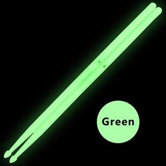 2 pcs Noctilucent 5A Nylon Drumstokken Lichtgevende Kleurrijke Glow Drumsticks Night Stage Performance Percussie Deel Accessoires groen