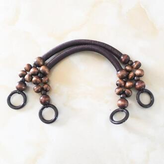 2 Pcs Ondersteuning Gemengde 9 Kleuren Houten Kralen Touw Handvatten Voor Handgemaakte Bag Factory Verkoop Kraal Touw Tas Handvat band Accessoire Bruin