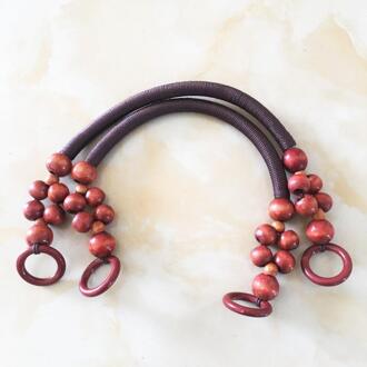 2 Pcs Ondersteuning Gemengde 9 Kleuren Houten Kralen Touw Handvatten Voor Handgemaakte Bag Factory Verkoop Kraal Touw Tas Handvat band Accessoire Diep Rood