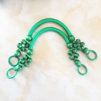2 Pcs Ondersteuning Gemengde 9 Kleuren Houten Kralen Touw Handvatten Voor Handgemaakte Bag Factory Verkoop Kraal Touw Tas Handvat band Accessoire groen