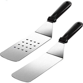 2 Pcs Outdoor Barbecue Spatel Set Met Anti-Brandwonden Handvat Rvs Bbq Bakken Accessoires Draagbare Grill Gebruiksvoorwerpen J60C