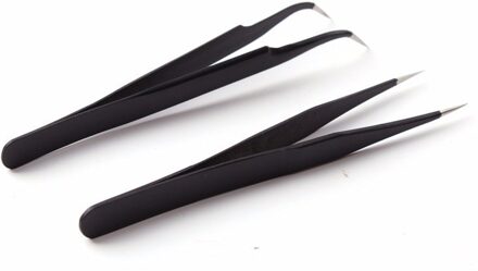 2 pcs Pro Straight & Curve Pincet Wimper Extension Tool Valse Wimpers Make Beauty Roestvrijstalen Pincet