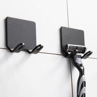 2 Pcs Punch Gratis Scheermes Houder Opslag Haak Muur Mannen Scheren Scheerapparaat Plank Badkamer Scheermes Rack Muur Badkamer Accessoires zwart