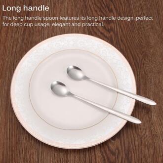 2 Pcs Roestvrij Staal Lange Steel Koffielepel Mengen Roeren Lepel Ijs Dipper Suiker Thee Dessert Soep ronde