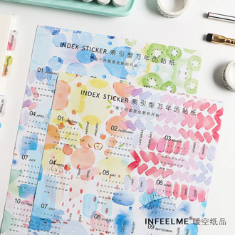 2 Pcs/Set 2021 Colorful Index Perpetual Calendar Sticker Diary Scrapbook Label DIY Stationery Stickers
