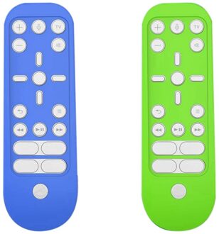 2 Pcs Shockproof Anti-Slip Siliconen Beschermhoes Voor PS5 Media Remote Wasbare Glow blauw Glow groen