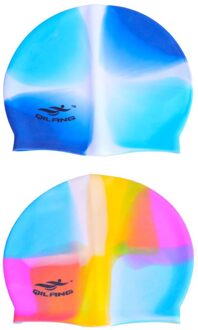 2 Pcs Siliconen Badmuts Waterdichte Hoed Sport Elastische Zwemmen Hoed Zwemmen Head Accessoire Voor Volwassen (Kleurrijke 3 + zoals getoond 1