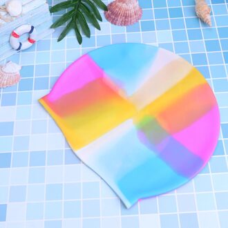 2 Pcs Siliconen Badmuts Waterdichte Hoed Sport Elastische Zwemmen Hoed Zwemmen Head Accessoire Voor Volwassen (Kleurrijke 3 + zoals getoond