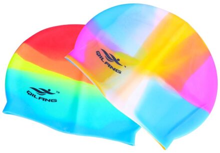 2 Pcs Siliconen Badmuts Waterdichte Hoed Sport Elastische Zwemmen Hoed Zwemmen Head Accessoire Voor Volwassen (Kleurrijke 3 + zoals getoond