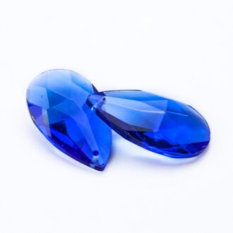 2 Pcs Teardrop Crystal Prism Kroonluchter Set Licht Kruis Multi-Zijdige Prisma Zonneklep Suncurtain Oorbel Sieraden Accessoires 38mm 2 stk blauw
