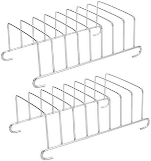 2 Pcs Toast Brood Rack Holder 8 Slice Gaten Tool Cooling Grid Brood Rack Rechthoek Lucht Friteuse Accessoires Organizer