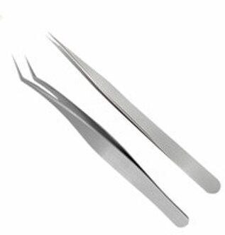 2 Pcs Vetus Rvs Wimper Extension Pincet Valse Tangen Wees Clip Nail Art Gereedschap Rechte Curve Wimper Pincet