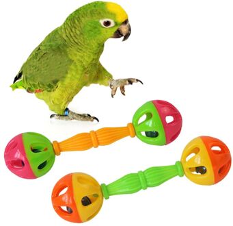 2 Pcs Vogel Papegaai Speelgoed Rammelaar Vogels Leuke Oefening Plastic Tweekoppige Bell Huisdier Speelgoed H056