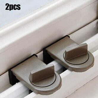 2 Pcs Window Sloten Anti-Diefstal Voor Kind Veiligheid Schuifdeur Kasten Kelder NIN668 licht bruin