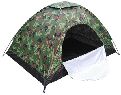 2 Personen Waterdicht Camping Tent Camouflage Polyester Enkele Laag Tent Voor Outdoor Reizen Wandelen 3-4 Personen Onderdak Tent 3 4 person