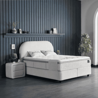 2-Persoons Boxspring Met Opbergruimte - Bohembedd - Beige 160x200 Cm - - Inclusief Topper - Dekbed-Discounter.nl